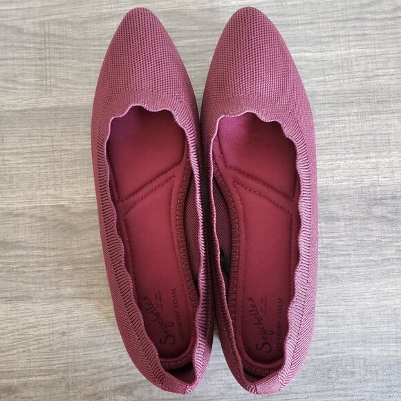 Seychelles Pointed Toe Slip-On Ballet Flat Scalloped Maroon Berry Sz Women's 9.5 - Picture 5 of 10